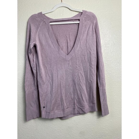 Lululemon Unity Drop Back Sweater Womens size 6  blush Knit Pullover Athleisure - Picture 4 of 13